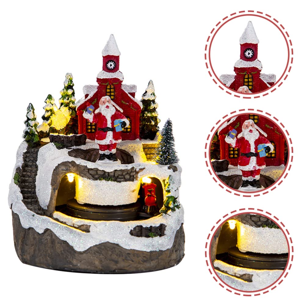 NUOBESTY Maison De La Musique De Noël Village De De Noël Chalets Gingembre Accessoires De Village De Noel Ornement De Train De Noël Cadeau Les Amoureux Résine Miniature