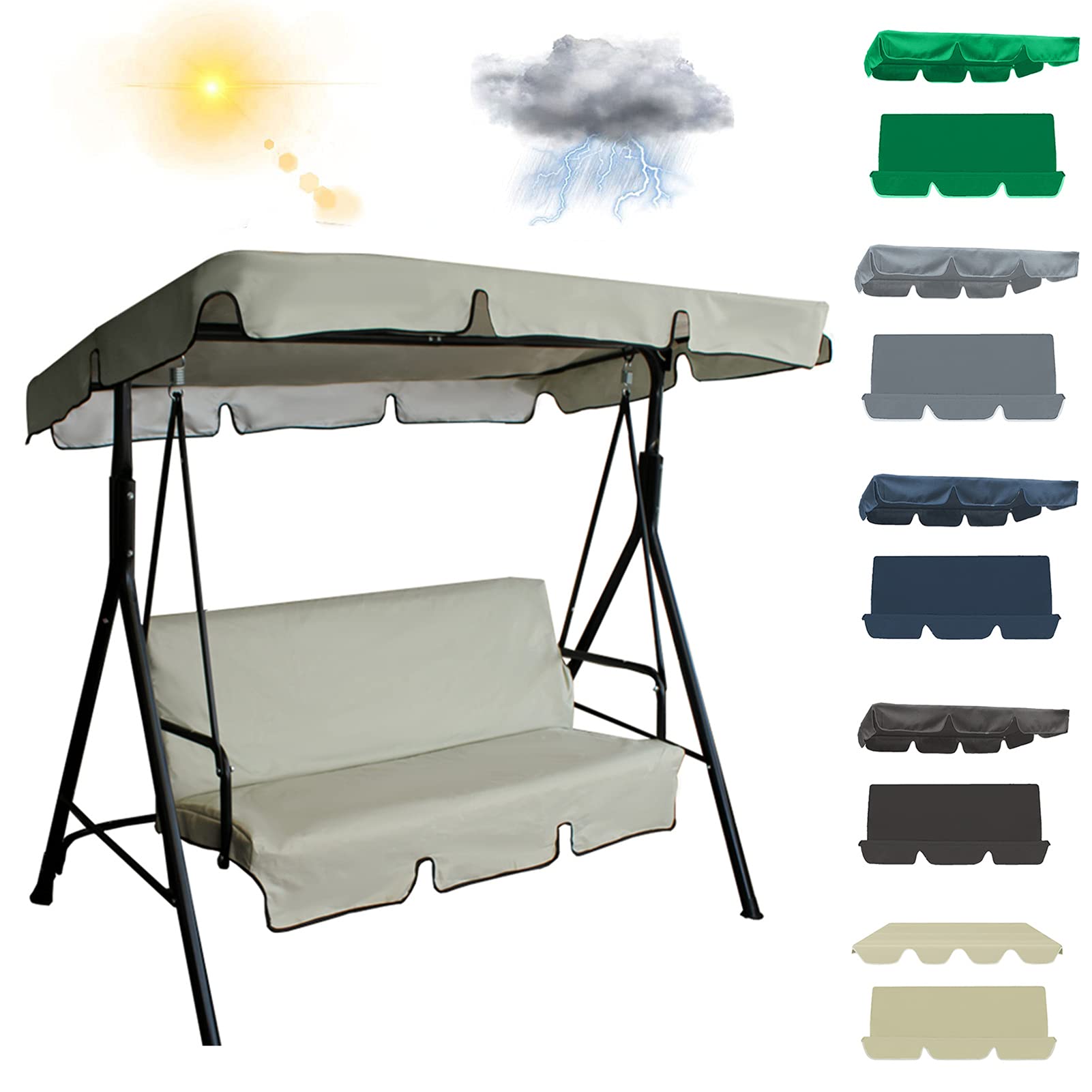 Toldo Universal De Repuesto para Columpio, Cubierta De Hamaca para Patio, Jardín, Exterior, Tamaño (XL-195 * 125 * 15cm,Beige)