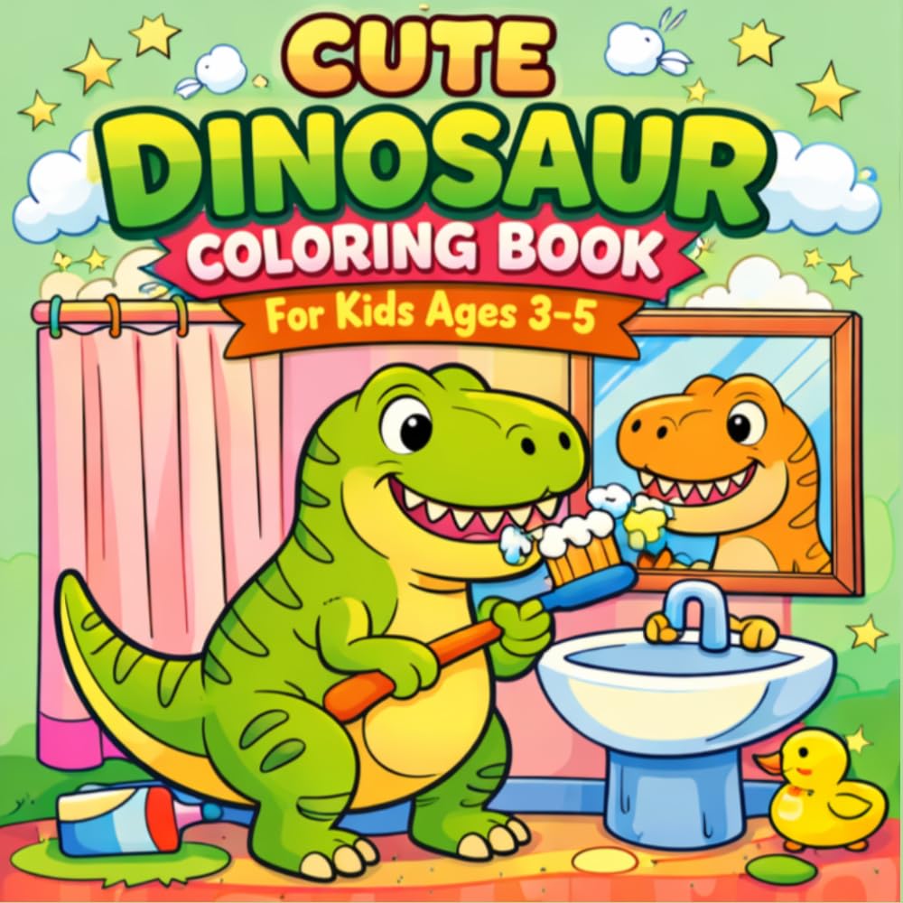 Cute Dinosaur Coloring Book: Fun and Easy Coloring Pages for Kids Ages 3–5 | Adorable Dinosaurs, Simple Designs, and Creative Fun for Toddlers and Preschoolers