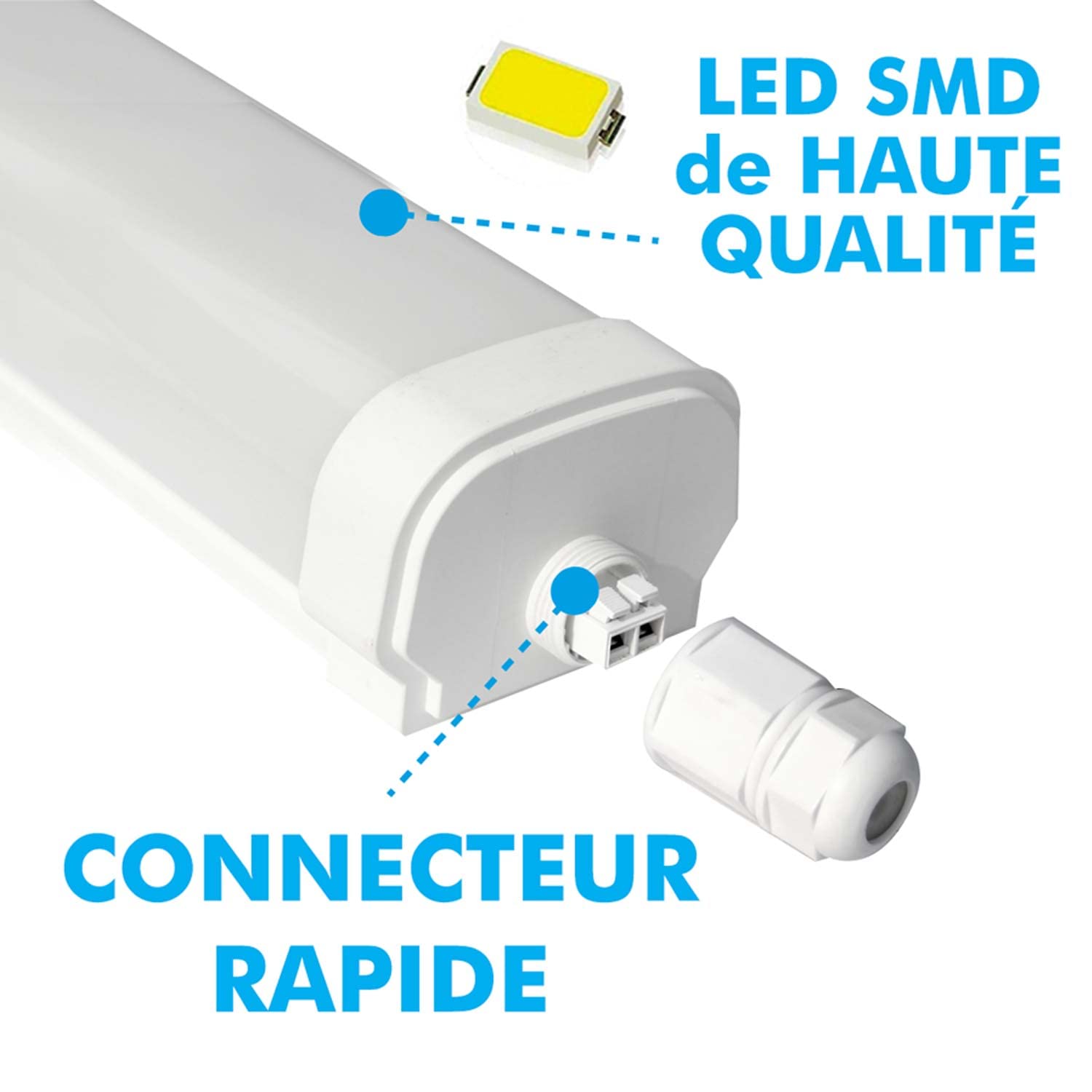 Arum LIGHTING - Lot de 8 Réglettes LED Étanches PANAMA, 120 cm, 40W (4500 Lm), Blanc Neutre 4000K, Étanche IP65, Interconnectables, Luminaire Puissant pour Garage et Atelier