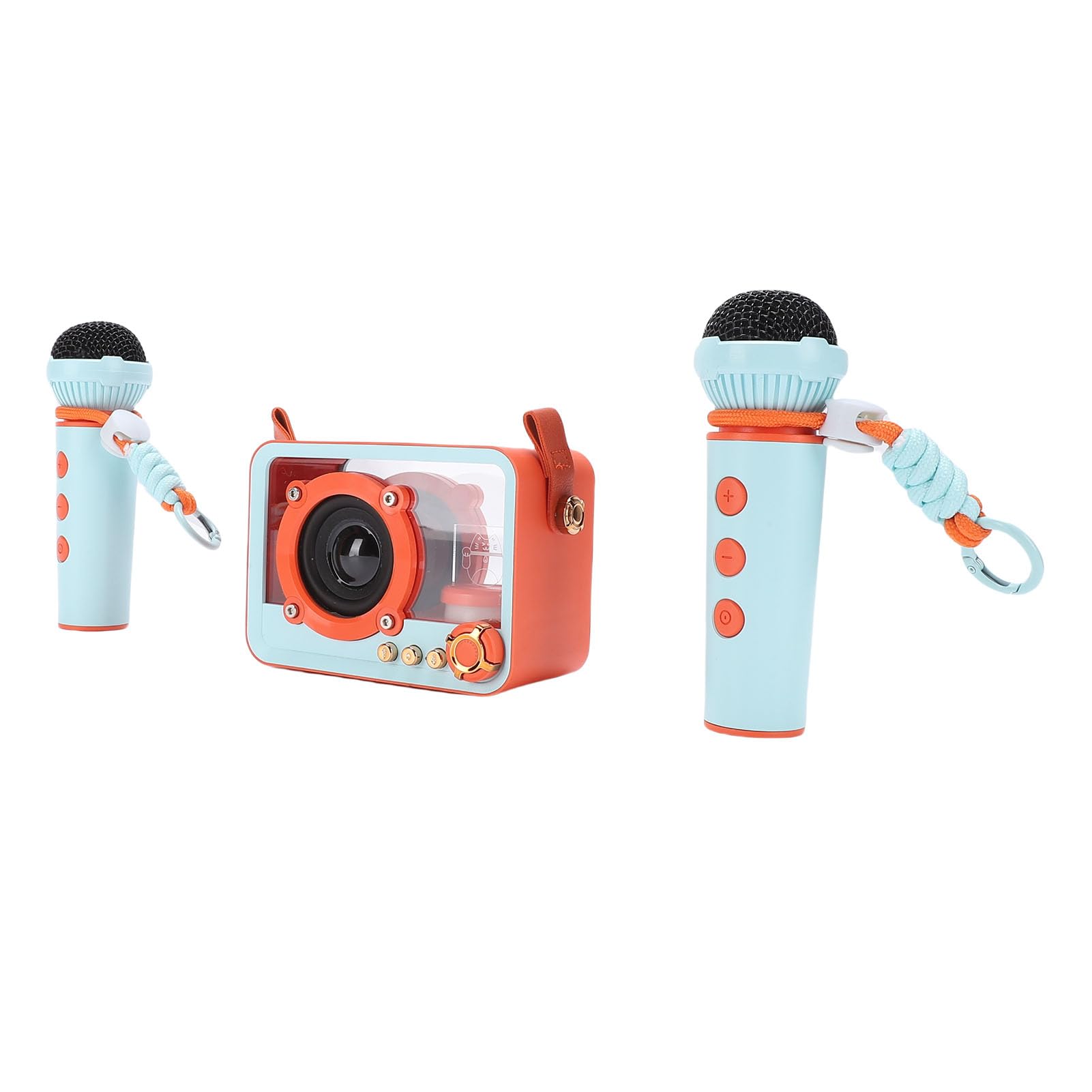 CHICIRIS Altoparlante Karaoke Wireless Compatto con 2 Microfoni per Bambini e Adulti, Ideale per Feste di Compleanno e attività in Classe (ORANGE)
