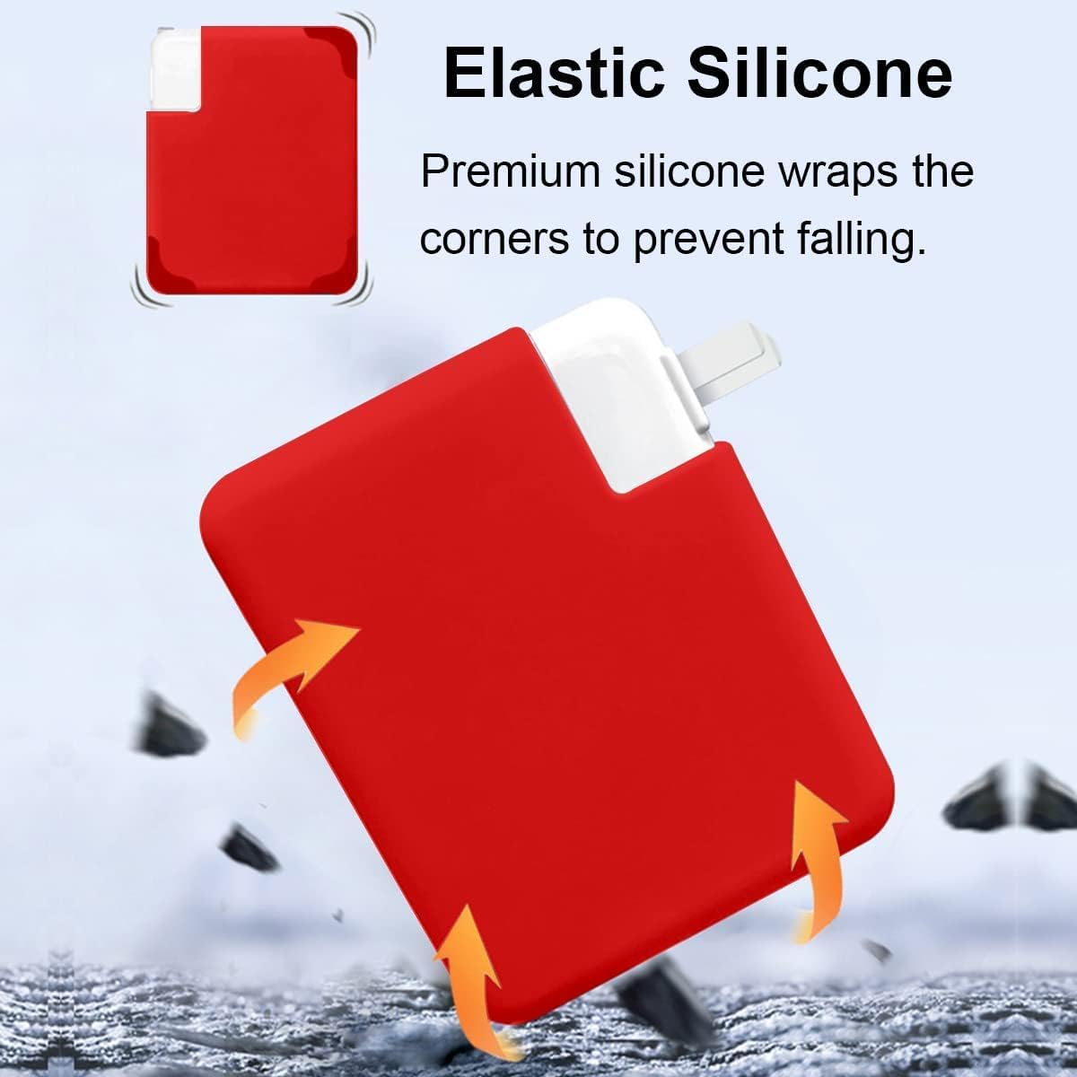 96W Soft Silicone Charger Cover for MacBook Pro 14 inch 2024 2023 2022 2021 Release M4 A3401 A3112 A3185 M3 A2918 A2992 M2 A2779 M1 A2442 / Pro 16 A2141 2019 2020 96W Power Adapter Case Sleeve, Red - Image 8