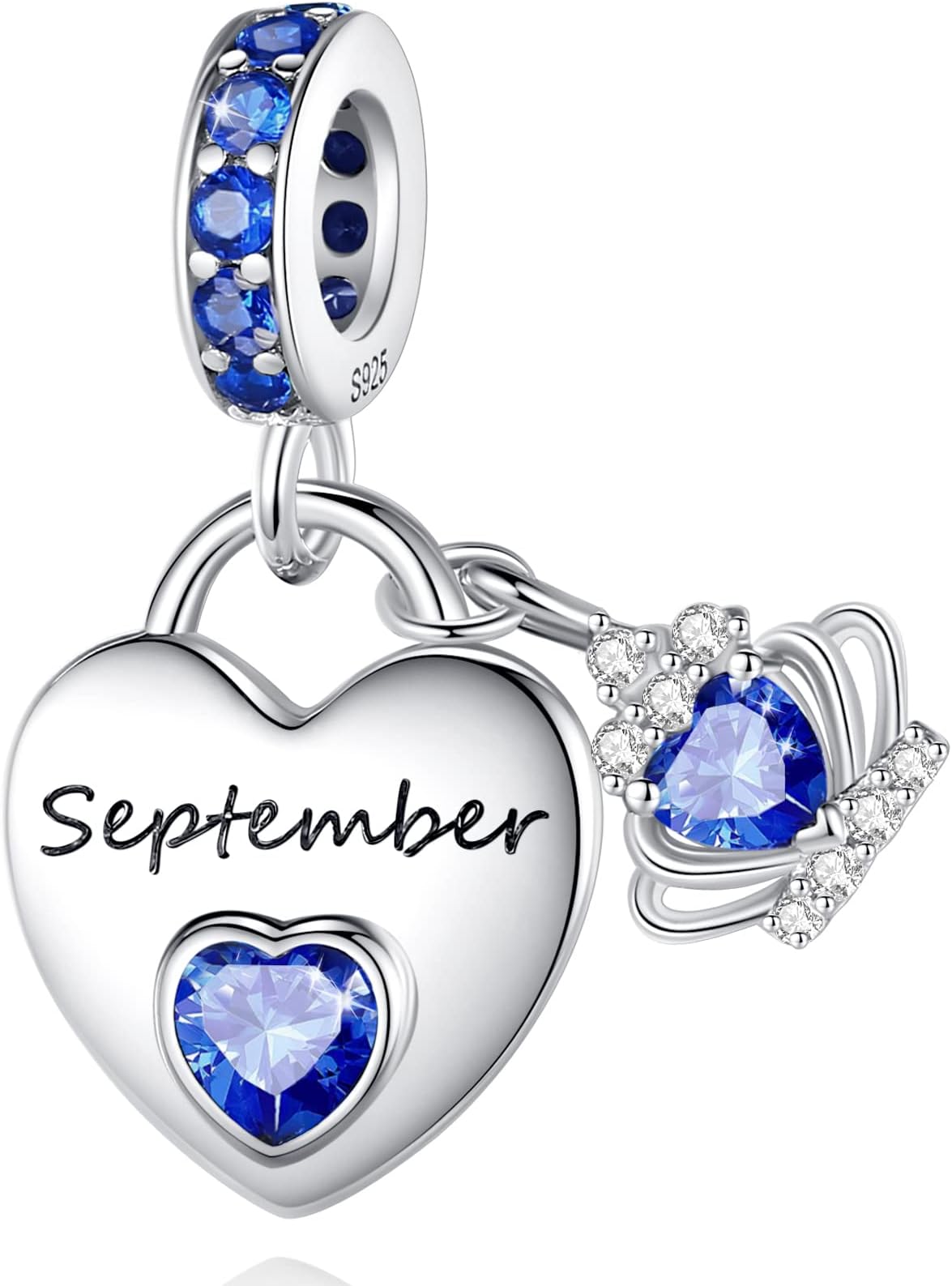 Birthstone Charms for Charms Bracelet: 925 Sterling Silver Heart Dangle Charms for Bracelets and Necklaces, Birthday Mother's Day Christmas Gifts For Women.