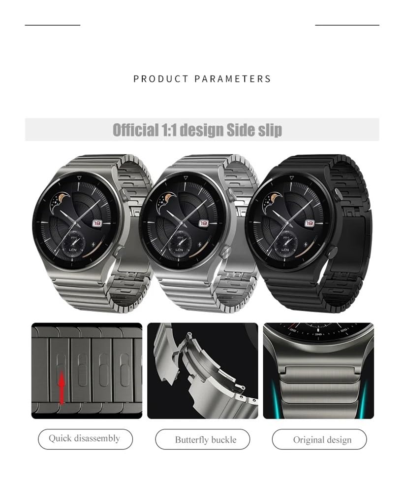TYKHGFS Bracelet de Montre en Acier Inoxydable de 22 mm adapté à la Montre 4 GT2 3 46 mm Pro Bracelet de Montre adapté à la Montre à Boucle Samsung 6 5 4 adapté au Bracelet Seiko