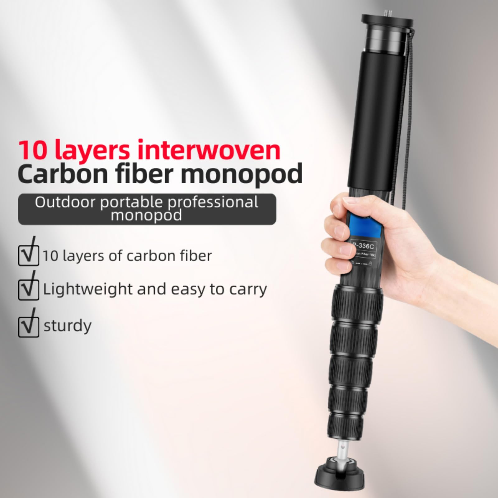 Monopode télescopique portable réglable de 45 cm à 165 cm pour photographie