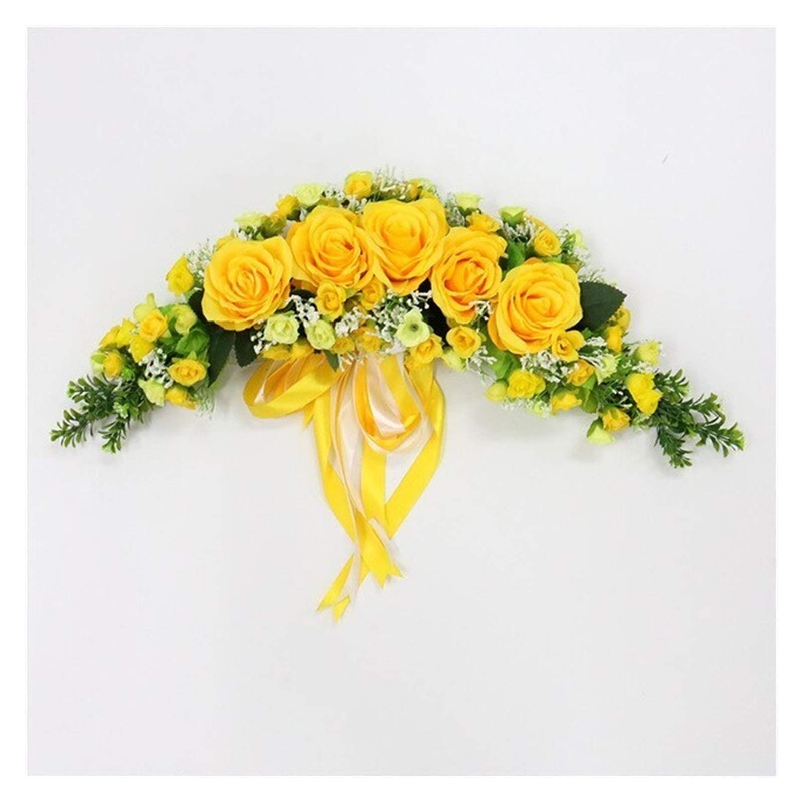 Christmas gifts Sztuczna róża piwonia wieniec linttel dekoracji ściennych kwiat wieniec do ślubu domowe dekoracje świąteczne christmas ornament decoration (Color : B yellow)