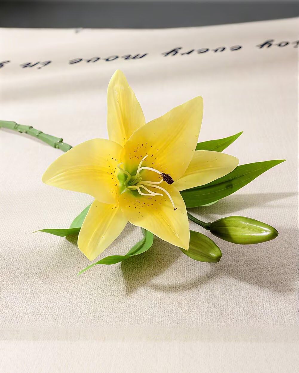 9PCS Artificial Lily Flowers Faux Bouquets Tiger Lilies Flowers for Home Wedding Arrangement Easter Decor Yellow S - Image 8
