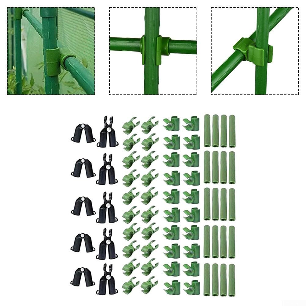 70 conectores ajustables para enrejado de plantas, clips de conector de invernadero de 11 mm, marco de escalada de tubo redondo de invernadero