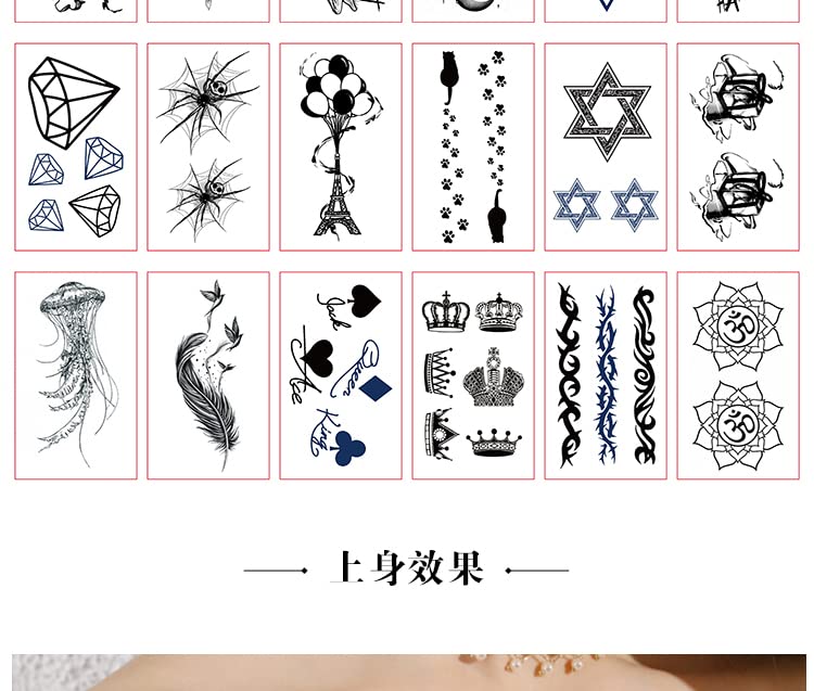 Miniatura 5 de 30 patrones diferentes, calcomanías de tatuaje oscuro, impermeables, duraderas, simulación de tatuaje, unisex, calcomanías temporales (Q)