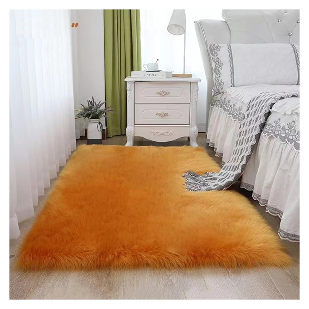 Tapis de salon orange 45x45 cm moelleux pour chambre et bureau