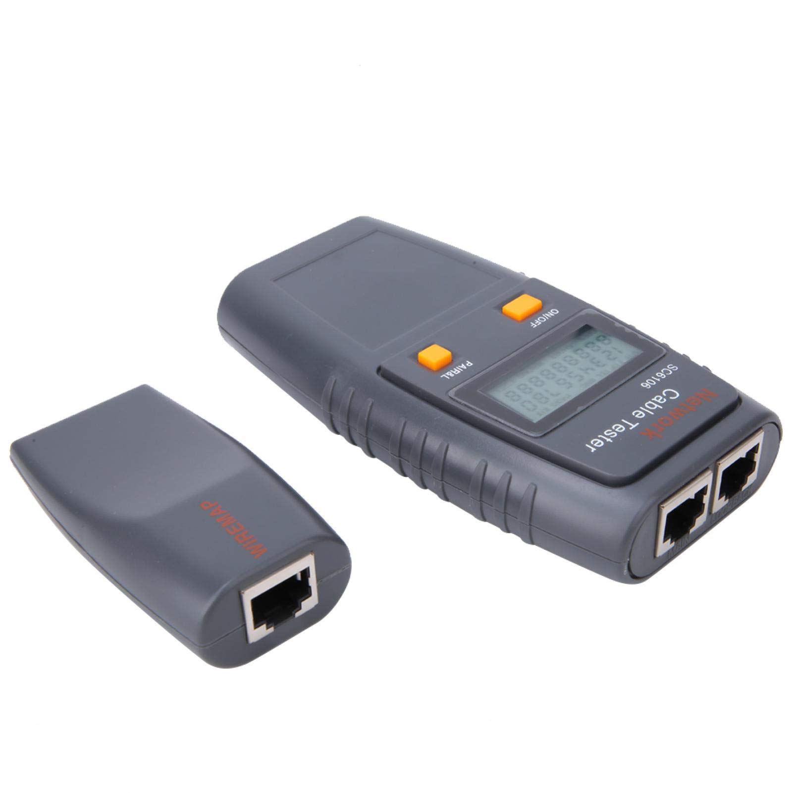 Probador de cable LCD, SC6106 Probador de cable de alambre de red LAN de plástico Prueba de buscador de línea eléctrica con pantalla LCD Apagado automático por retraso