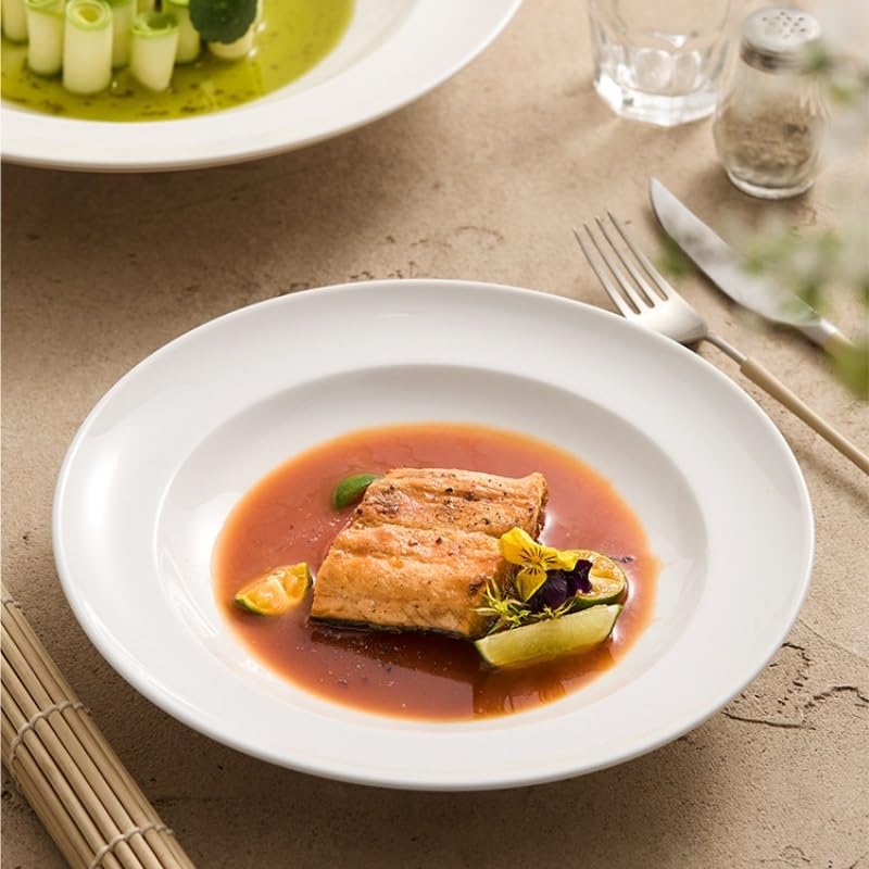 Plato hondo redondo for el hogar, plato de sopa, tallo, ensalada creativo Plato de Pizza