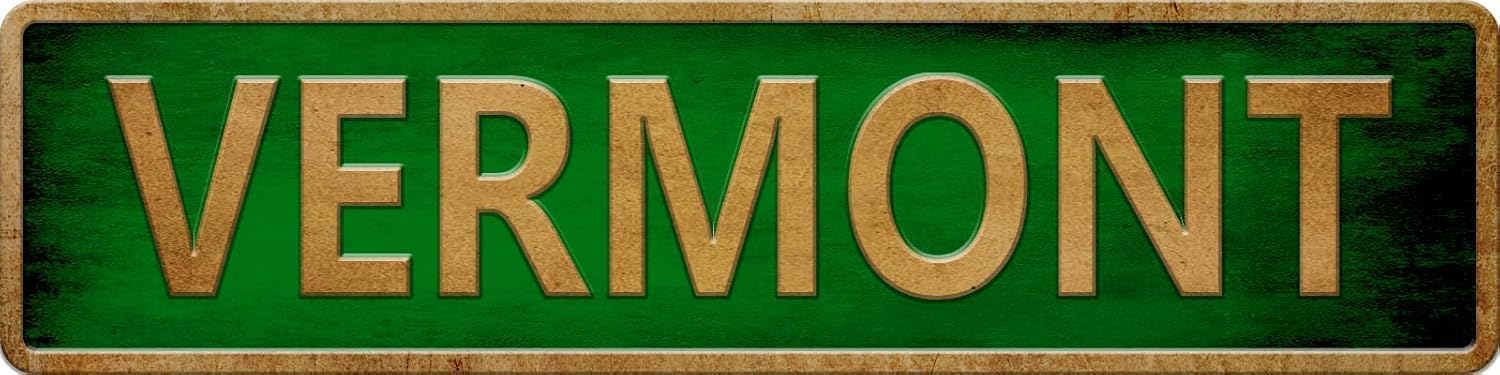 peiyeety Vintage Metal Tin Sign Decorative Wall Art Vermont Themed Sign, Rustic Style, Durable Waterproof Rustproof, For Home, Travel Decor, State, Easy To Mount, 4x16 Inch