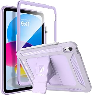 TiMOVO Case for iPad 10th Generation 2022, 10th Gen iPad Case with Screen Protector, Heavy Duty Shockproof Rugged Protective Cover for iPad 10 Case 10.9 Inch 2022 Release, Taro Purple