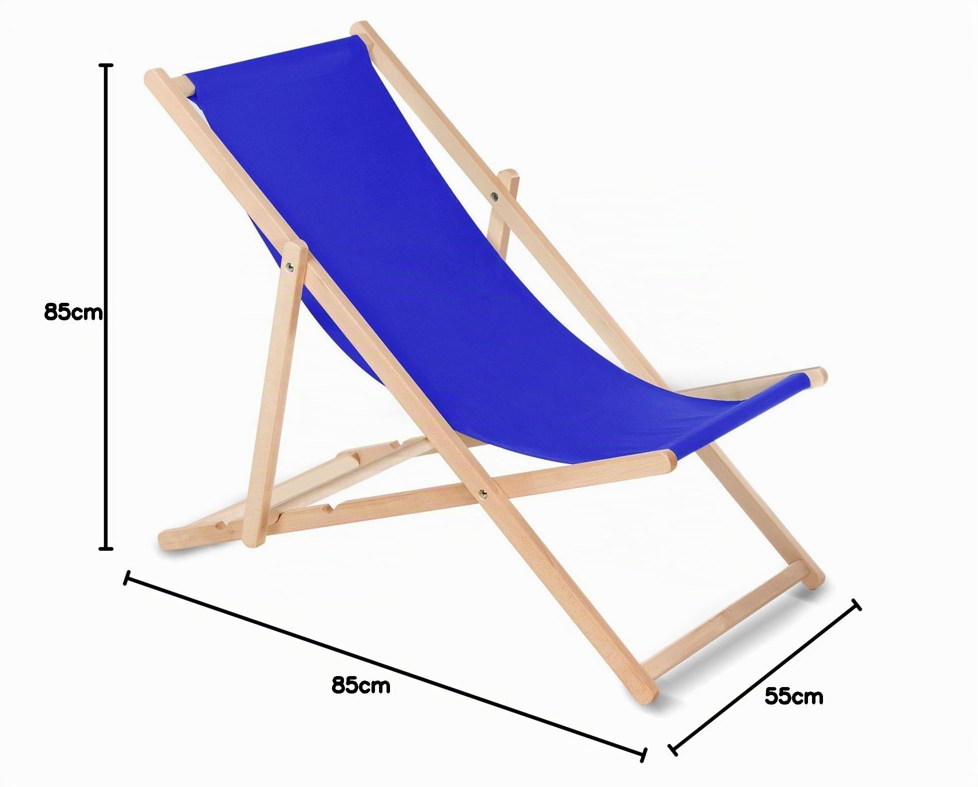 Green Blue Fauteuil de Plage Pliant en hetre Classique Lit de Plage (Bleu foncé)