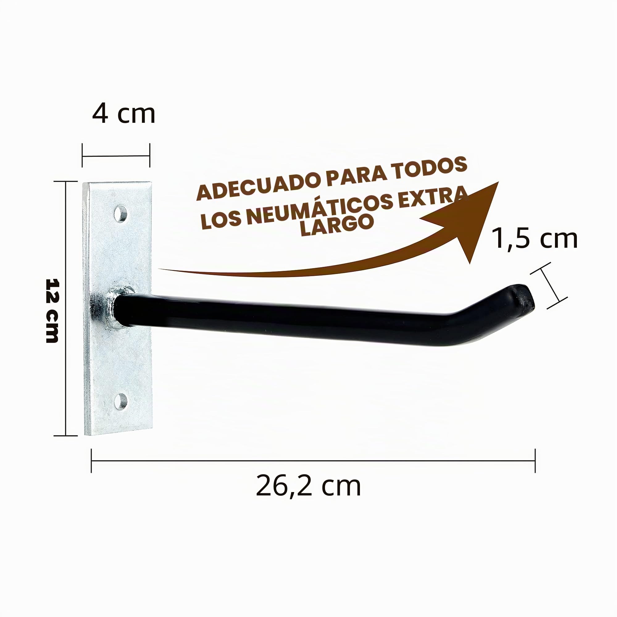 Sinoer 4 ganchos de garaje para sistema de almacenamiento de neumáticos, ganchos de montaje en pared con tornillos y anclajes de metal, soporte para neumáticos/llantas para coche, color negro
