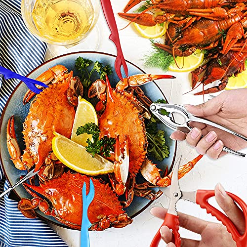 Fecila 5 Pcs Crab Crackers And Tools Set - Seafood Tools Set Crab Leg Crackers Lobster Nut Crackers Opener Home Kitchen Parties Tools, Silver #TOP4
