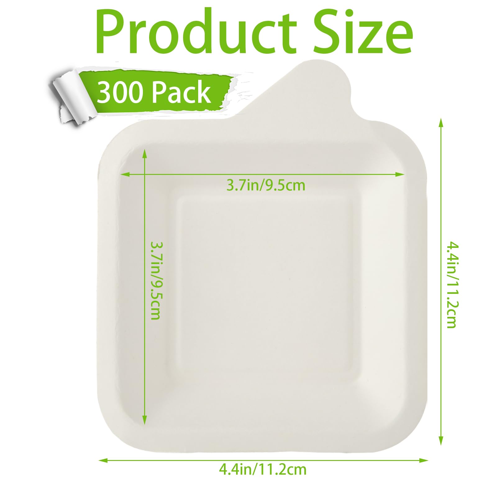 Confezione da 300 piccoli piatti di carta usa e getta da 11,1 cm, piatti quadrati, piatti da dessert, antipasti, piatti per snack per matrimoni, compleanni, cene, feste