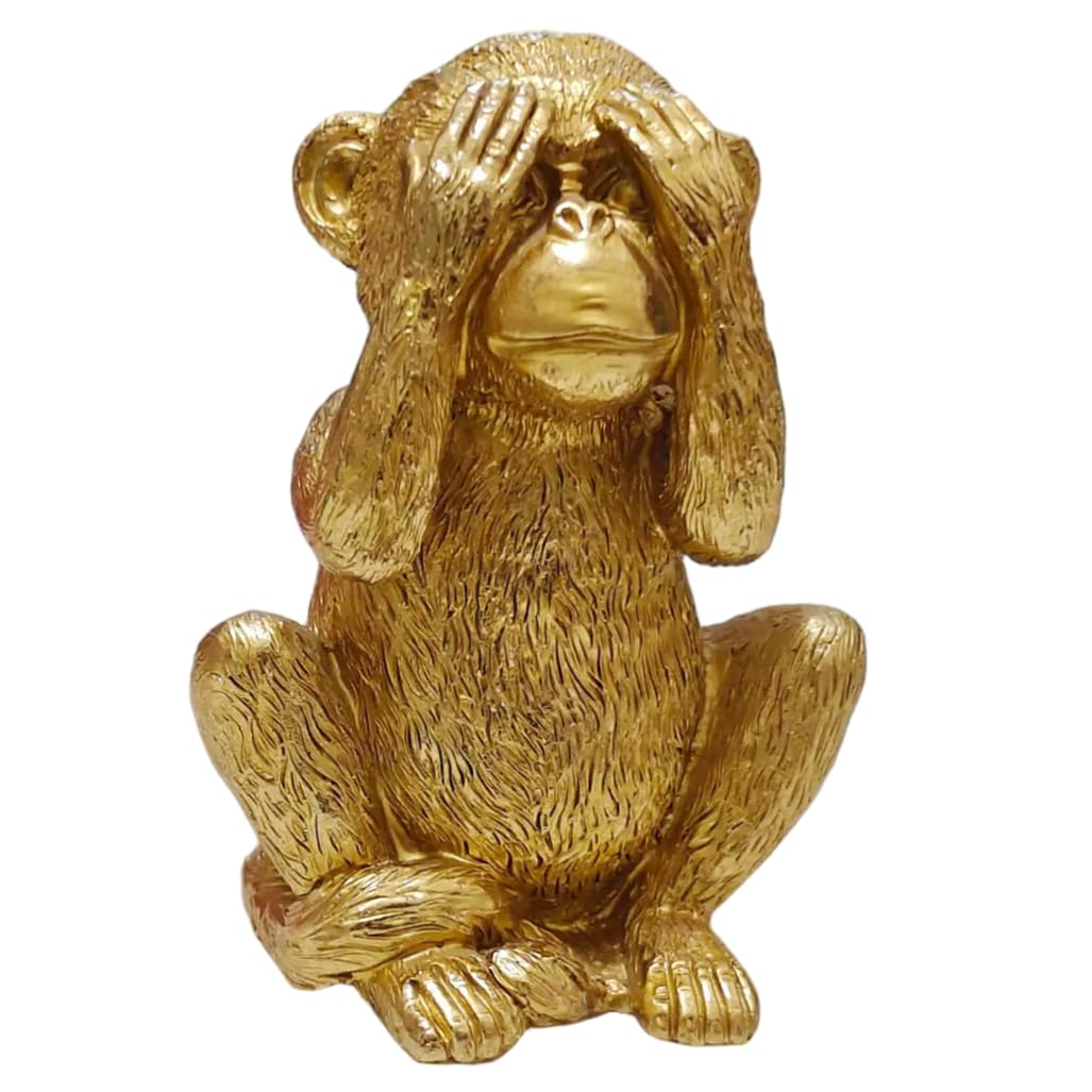 Idée cadeau déco avec cette figurine de singe doré en résine de 6 pouces