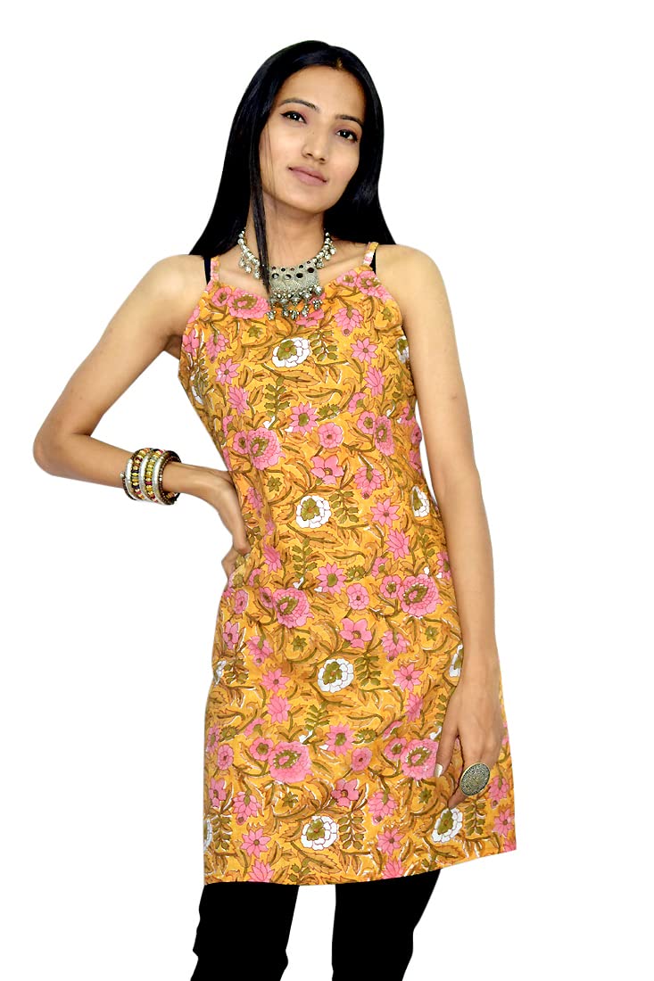 JAIPUR HAND BLOCK Pure Cotton Halter Neck Sleeveless Women’s Kurti Hand Print Top