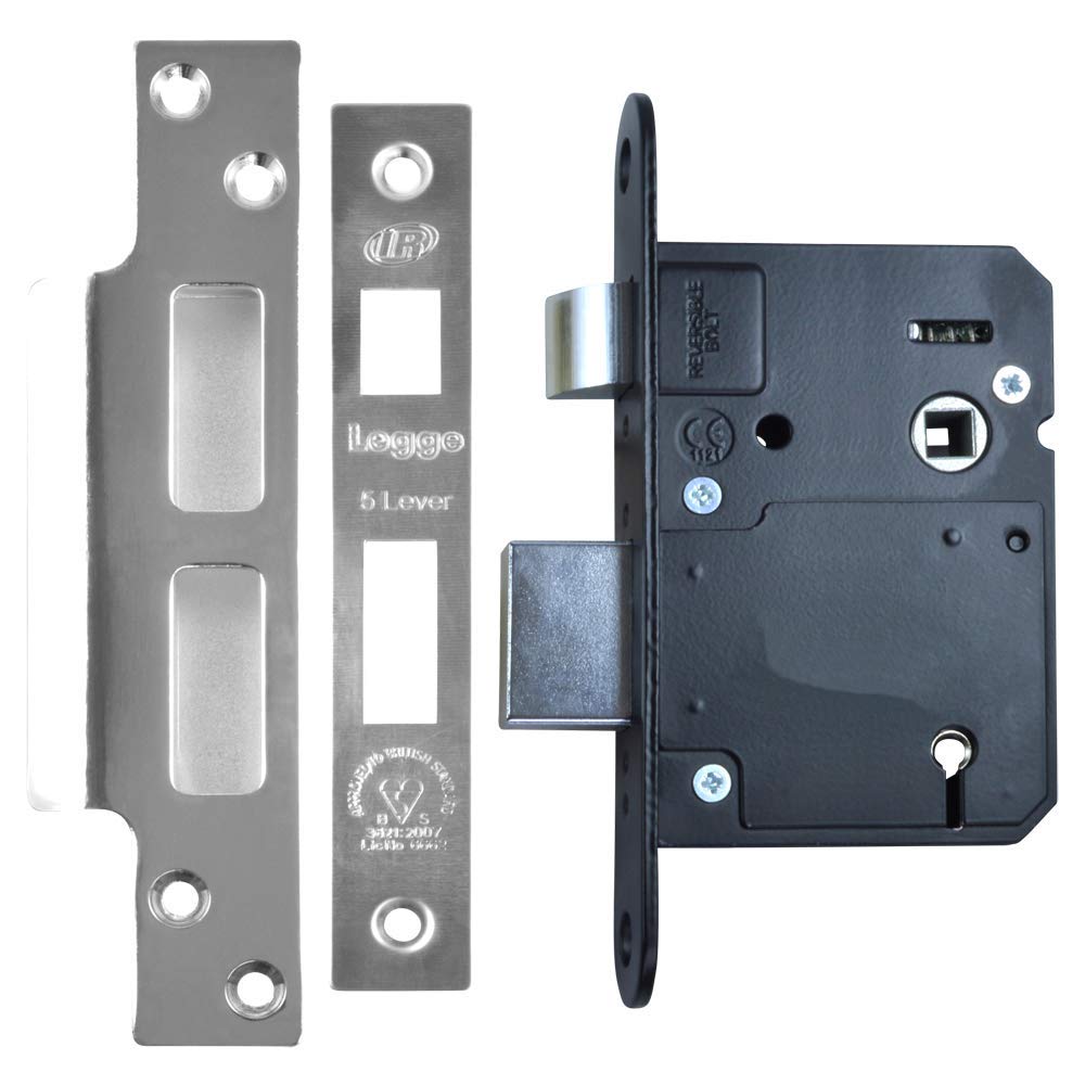Legge Polished Silver Bs 5-Lever Mortice Sashlock Polished Stainless Steel 2¼"" / 58Mm