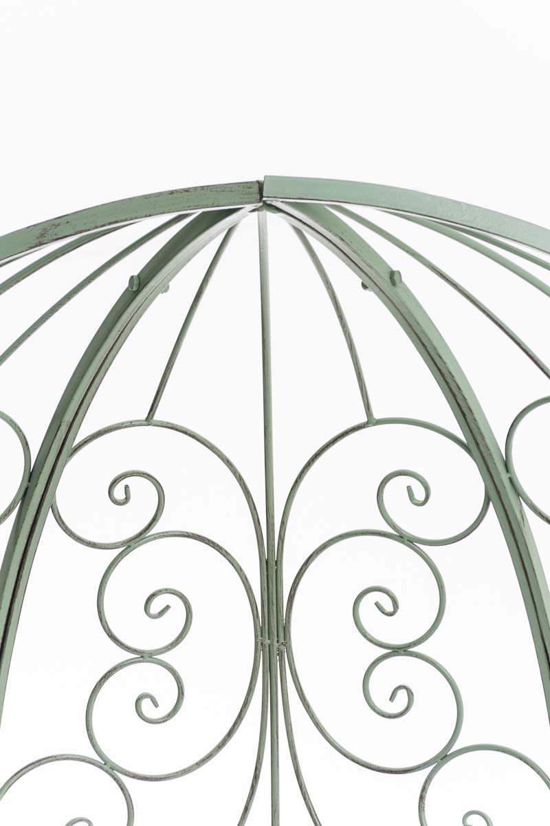 Pergola Semiluna Ferro CLP Gazebo Padiglione Giardino con Panca Antico Verde 200 kg