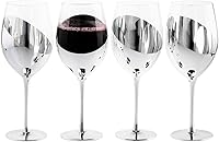 Vista 11 de MyGift Copas de vino modernas inclinadas de 14 onzas con tallo negro mate y dorado, diseño elegante en ángulo con copas de cristal de acento