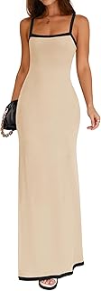 Women's 2025 Summer Spaghetti Straps Maxi Dress Sleeveless Square Neck Lightweight Long Beach Dresses - Buy now