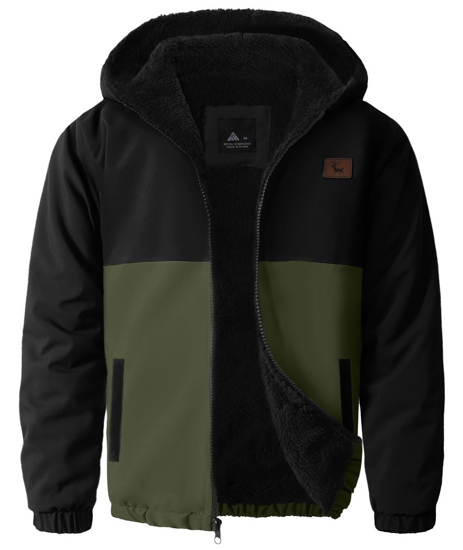 ZITY Boys Fleece Jacket Sherpa Lined Zip Up Hoodie