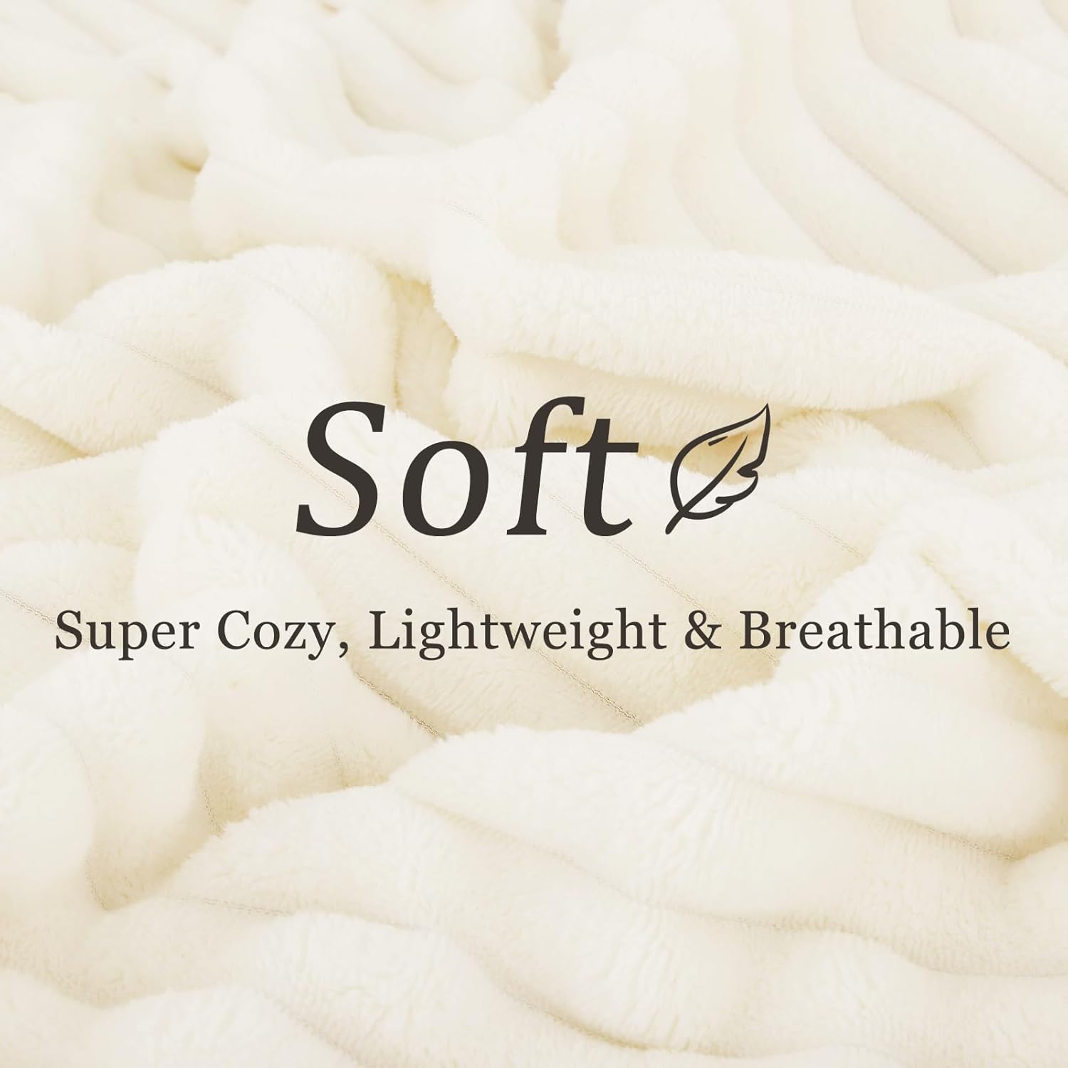 decorUhome Soft Fleece Cream White Throw Blanket for Couch, Cozy Fluffy Plush Flannel Striped Blanket for Sofa Bed, Lightweight Decorative Ribbed Fuzzy Blanket for Woman, 50x60 Inches - Image 3