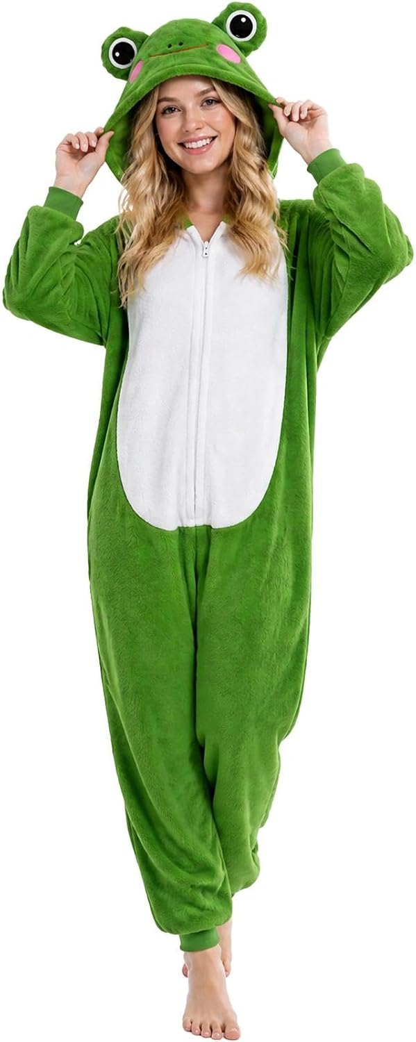 Gorkonpy Frog Onesie Costume Adult Women Animal Pajamas Halloween Green