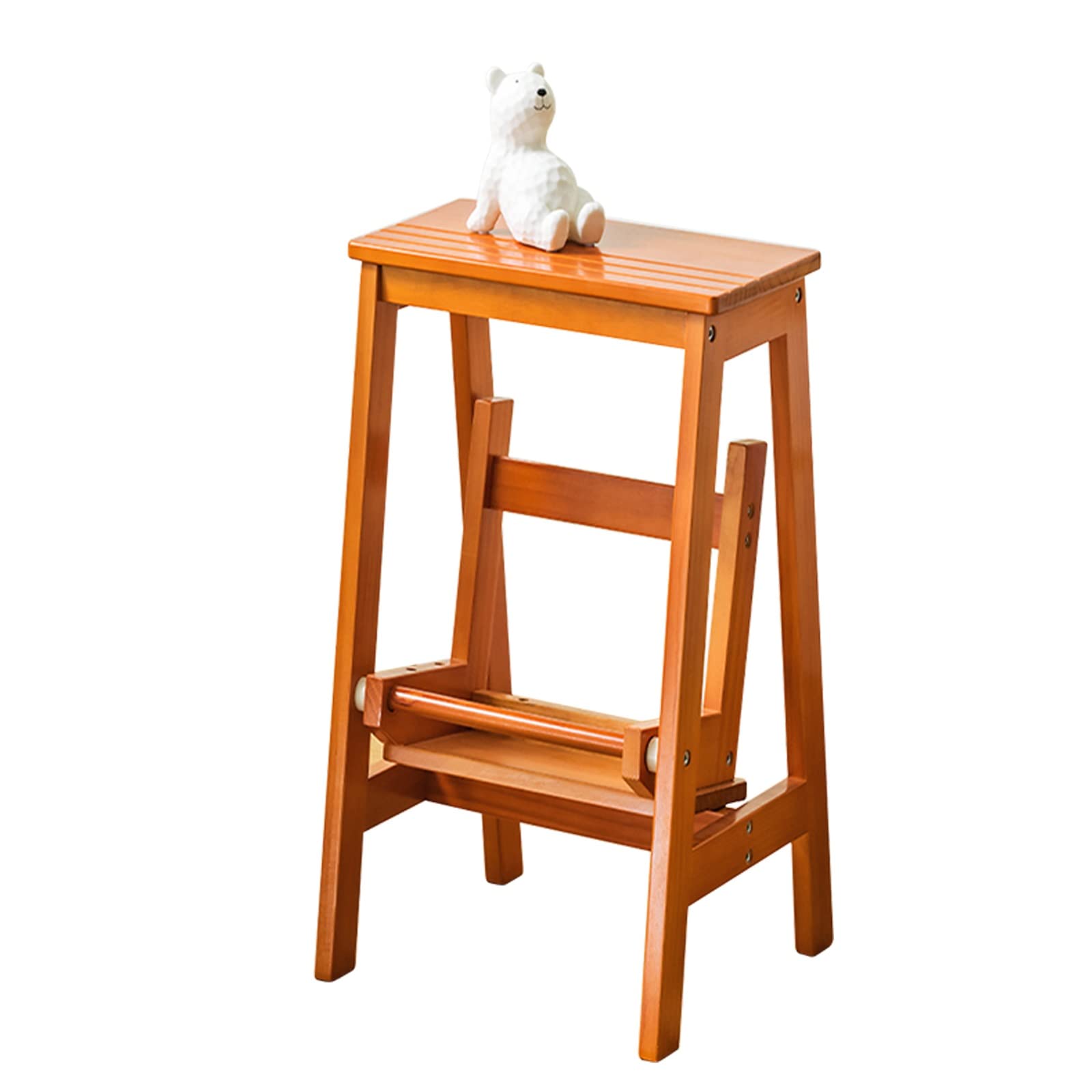 Escalera Madera para el hogar Taburete Madera Dos escalones Plegable reposapiés Anslizante Seguridad para la Cocina Zapatero Estante para res estantería