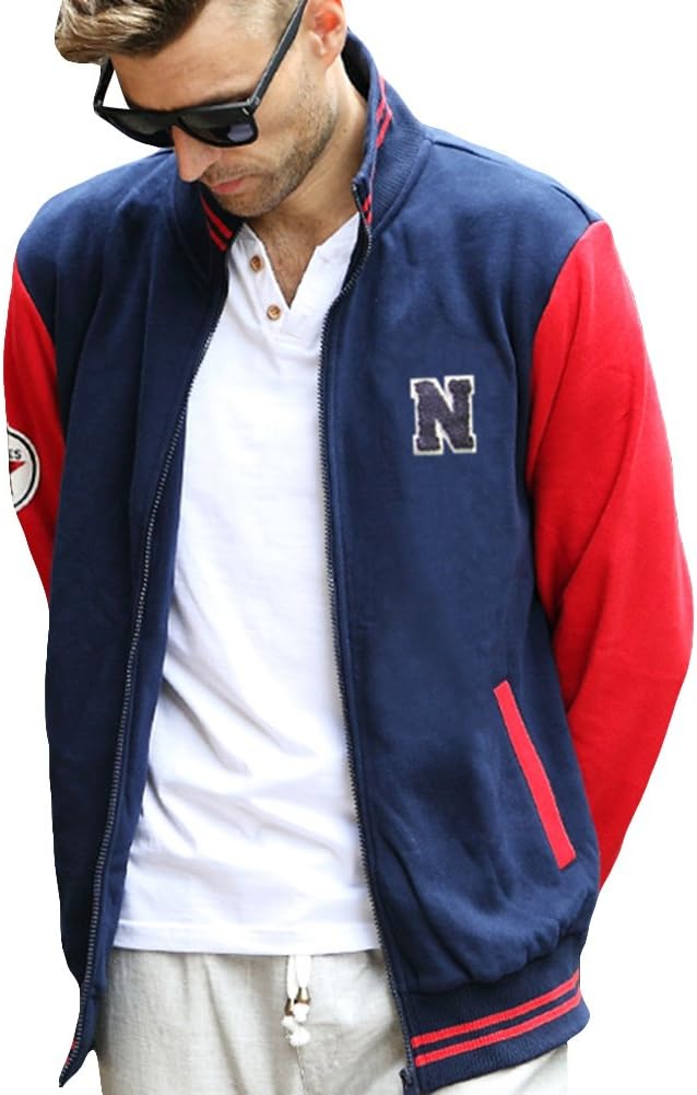 Nac Men's Fashion Stand Collar Thin Sportswear Rib Baseball Jacket