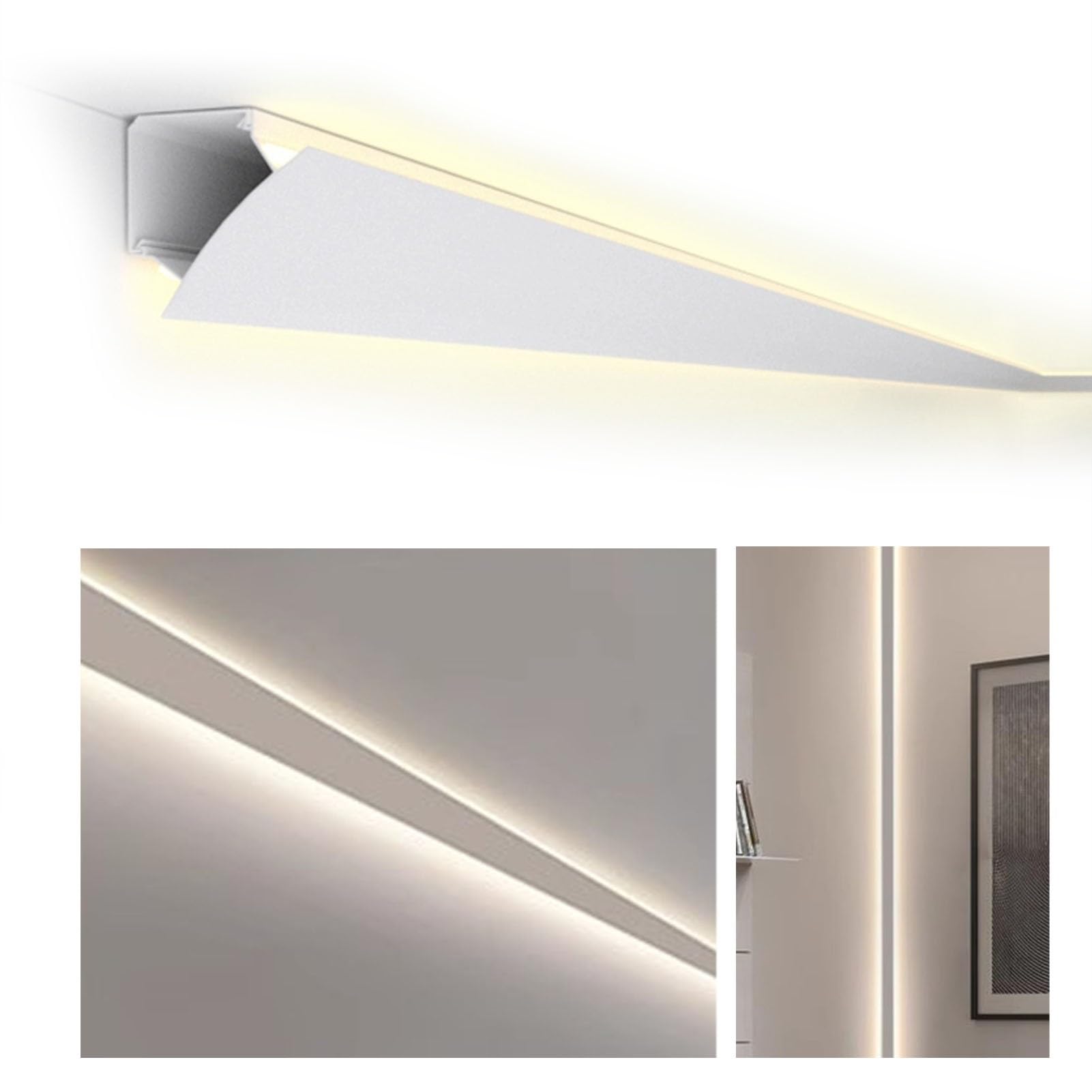Listwa dekoracyjna LED z oświetleniem pośrednim do sufitu/ściany - aluminiowy kanał dyfuzora z podwójną listwą świetlną - idealny do przedpokoju i sypialni - 1 m (3,3 cala)
