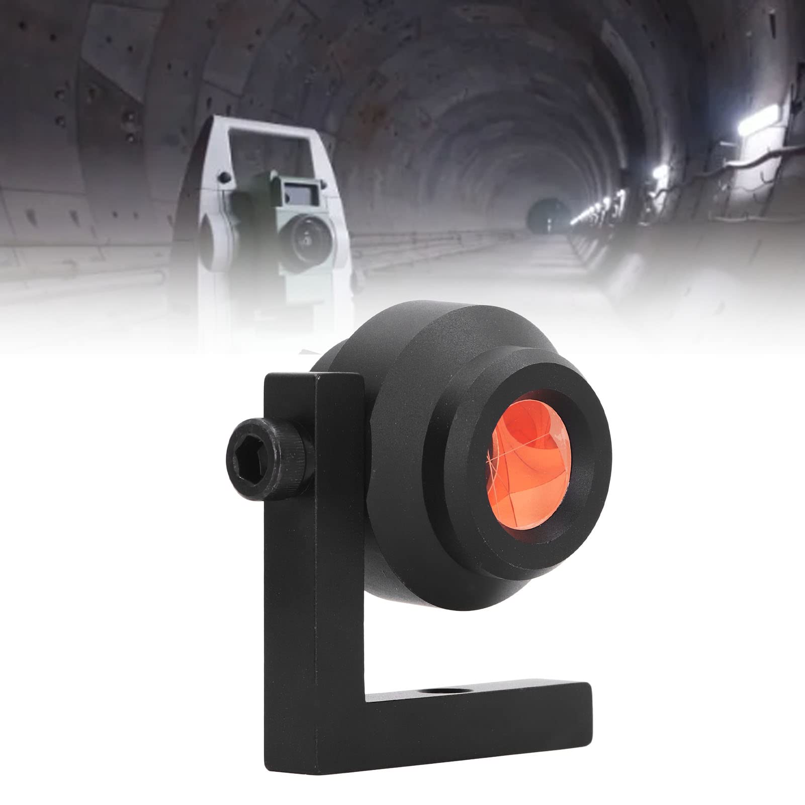 Ángulo Recto Prisma Vidrio óptico Mini Prisma con Soporte de Forma l 90 Grados Medición de Reflejo Prism para la detección de Carreteras del túnel ferroviario Negro 25.4 mm