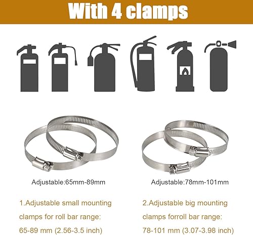 Miniatura 8 de DSISIMO Barra antivuelco ajustable de liberación rápida para extintor de incendios, soporte de botella compatible con Jeep Wrangler TJ JK JL