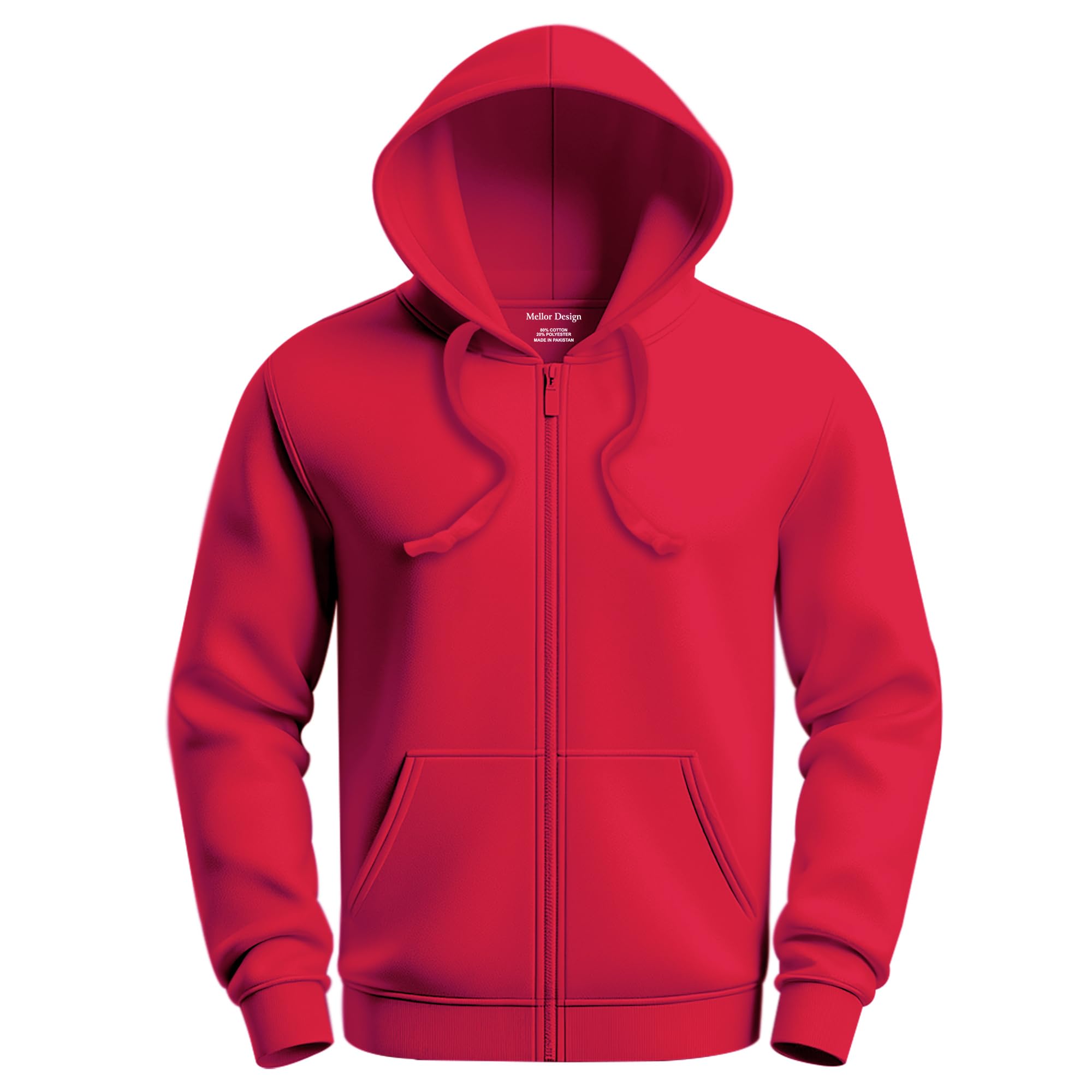Plain Zipper Hoodie Hooded Top Unisex Mens Ladies Hooded Sweatshirts Red