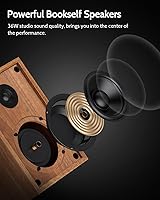 Vista 4 de 1 BY ONE Sistema de tocadiscos Bluetooth HiFi con altavoces de estantería de 36 W, reproductor de discos de vinilo diseñado por Patend con cartucho