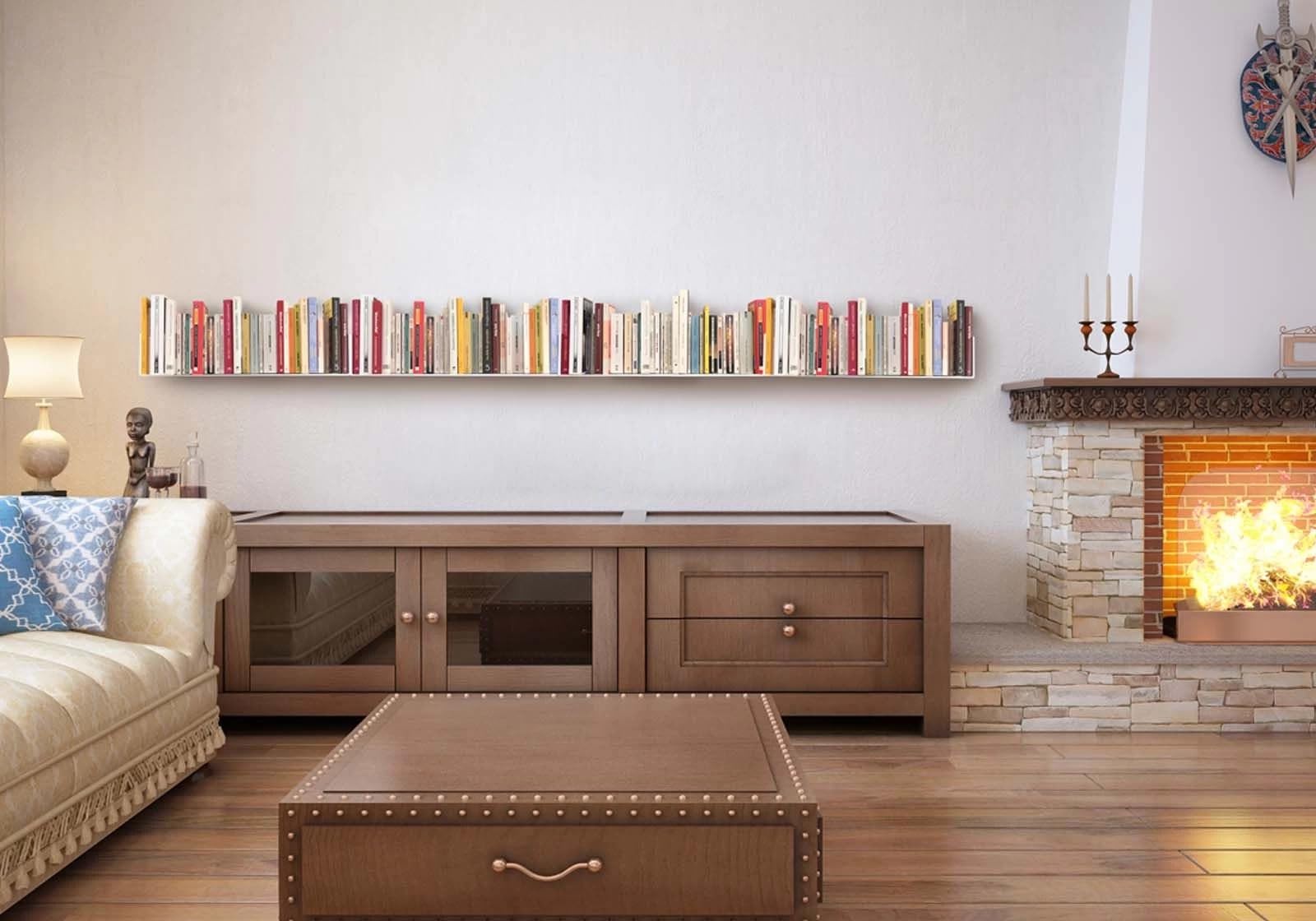 TEEbooks - 6 Estantes de Pared para Libros 60 cm | Estantería Invisible y Minimalista | Librería Flotante | Blanco | Made in Italy | Acero de Calidad | Fácil Fijación