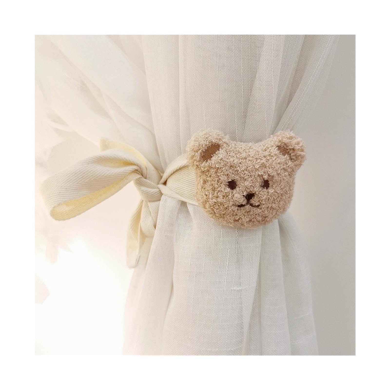 4PCS Vorhang Raffhalter Plüsch Stickerei Bär Kaninchen Bindung Strap Baumwolle Krawatte Seil Hause Kidroom Dekor Schnalle für Gardinen Vorhänge(Color 1)
