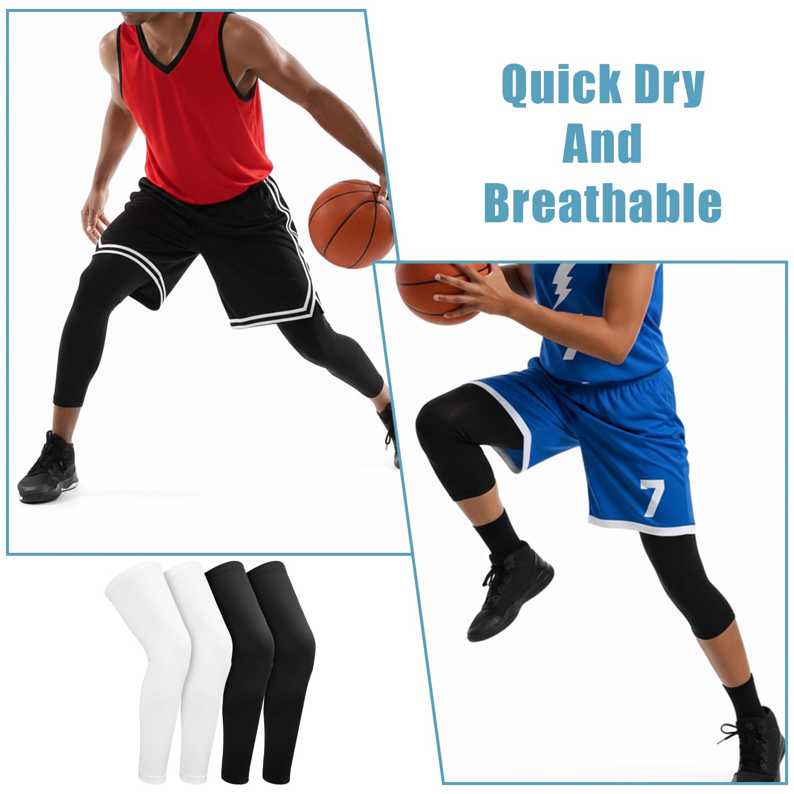 2 pares de calentadores de piernas para hombre, manga de compresión para hombre, protección solar larga, mangas de brazo, mangas de pierna para mujer, ciclismo, rodilleras, bicicleta para hombres y