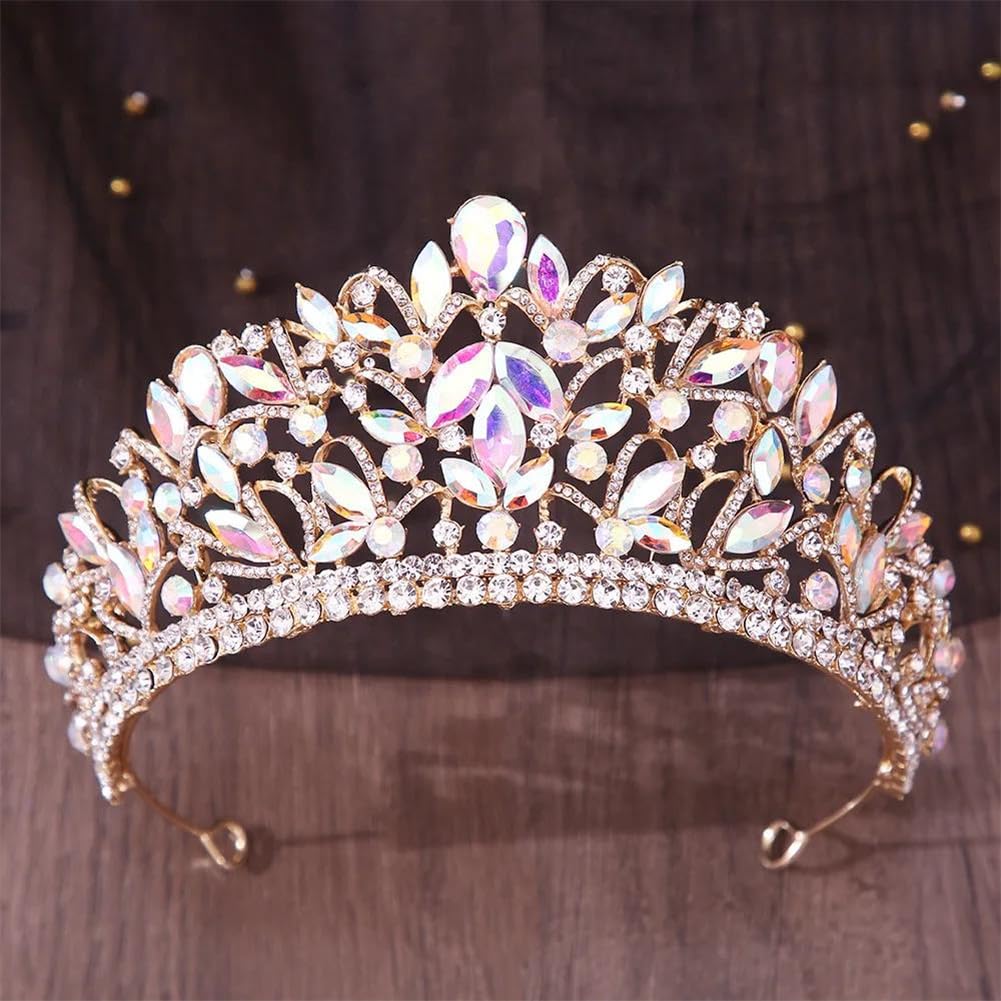 LNNSHX Elegante lila Braut Diadem Tiara Krone für Frauen Braut Hochzeit Haarschmuck Prinzessin Geburtstag Kopfschmuck