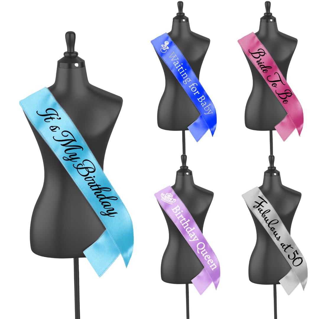 Personalised Party Sash – Custom Text for Birthdays, Hen Parties, Baby Showers, Weddings, Events – Choose Colour, Font & Design – Adult Sashes