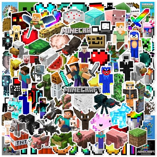 100 Pcs Game Pixel Theme Stickers Cartoon Cute Stickers Suitable for Phones Bottles Guitar Laptops Luggage and More. DIY Your own Gift Decorations to Present to Your Loved Ones.