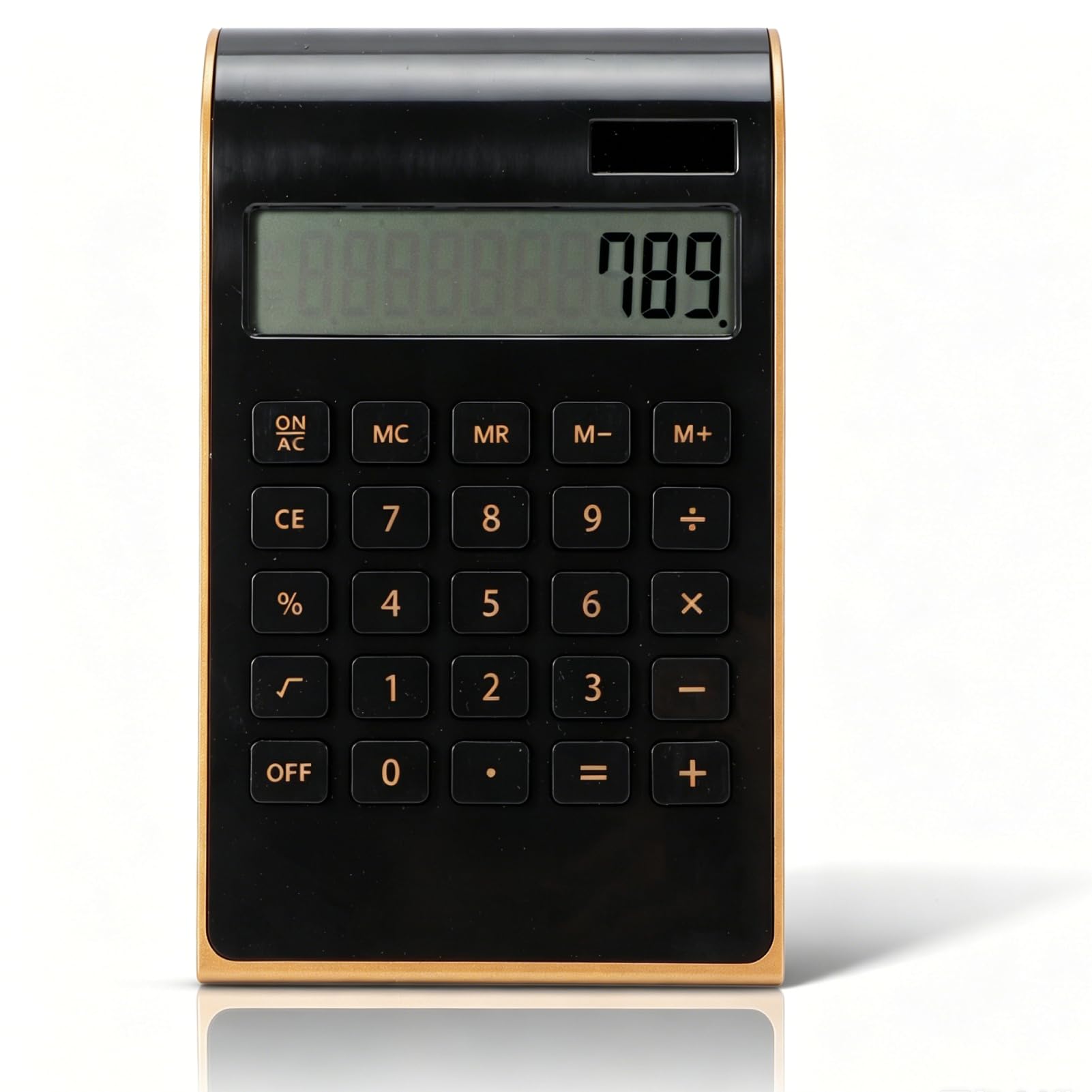 Desk Calculator, Portable Calculator Solar & Button Battery 12 Digit Large LCD Display Multi Functional Big Key Buttons for Office Business Home Daily Calculating (Black)
