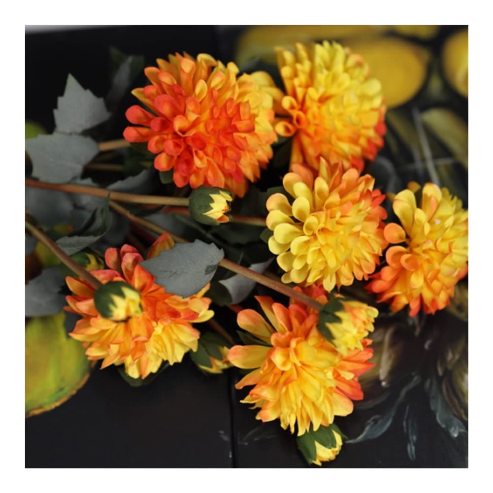 XDLEDMKIZ Bright Artificial Flowers, Fake Dahlia for Home Table Decoration, Silk Long Stems Simulation Flowers Dahlia Bouquet