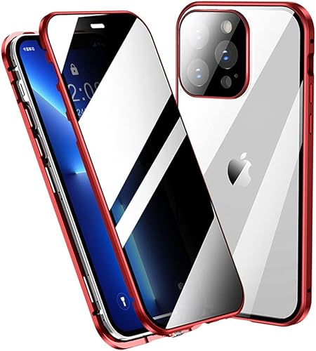 Miniatura 10 de Funda con cerradura antiespía para iPhone 14 Pro, funda magnética de cristal con protector de lente de cámara, protector de vidrio de pantalla de