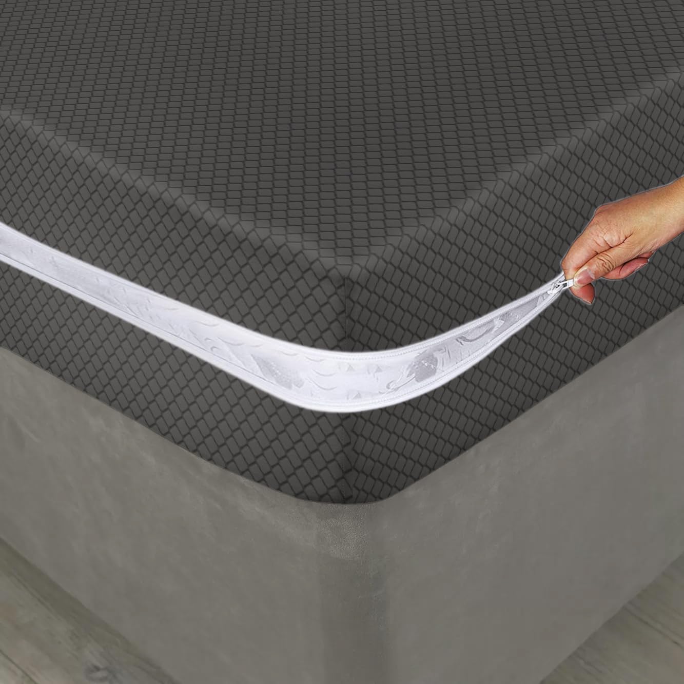 Housse de matelas zippée à enveloppe complète anti-punaises de lit avec protecteur à fermeture éclair pour matelas 30 cm de profondeur et hypoallergénique - Housse de matelas avec fermeture éclair