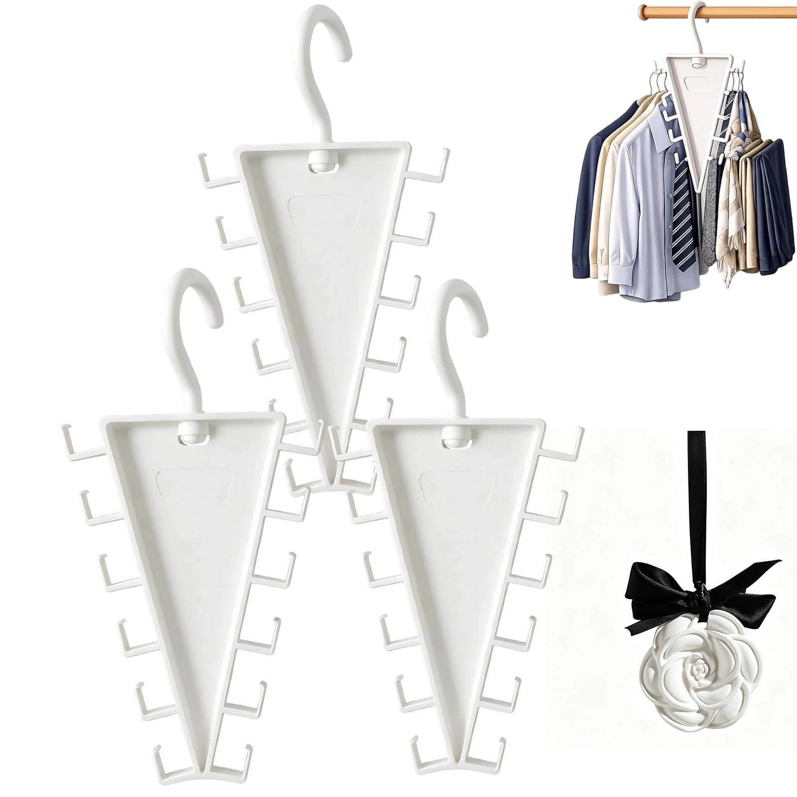 Multi-Functional V-Shaped Double Sided Hanger Storage Rack, Hangers for Clothes Space Savers, 360° Rotating Multifunctional Dormitory Organizer for Pants, Hats, Scarves, Suit, Dress(3pcs)