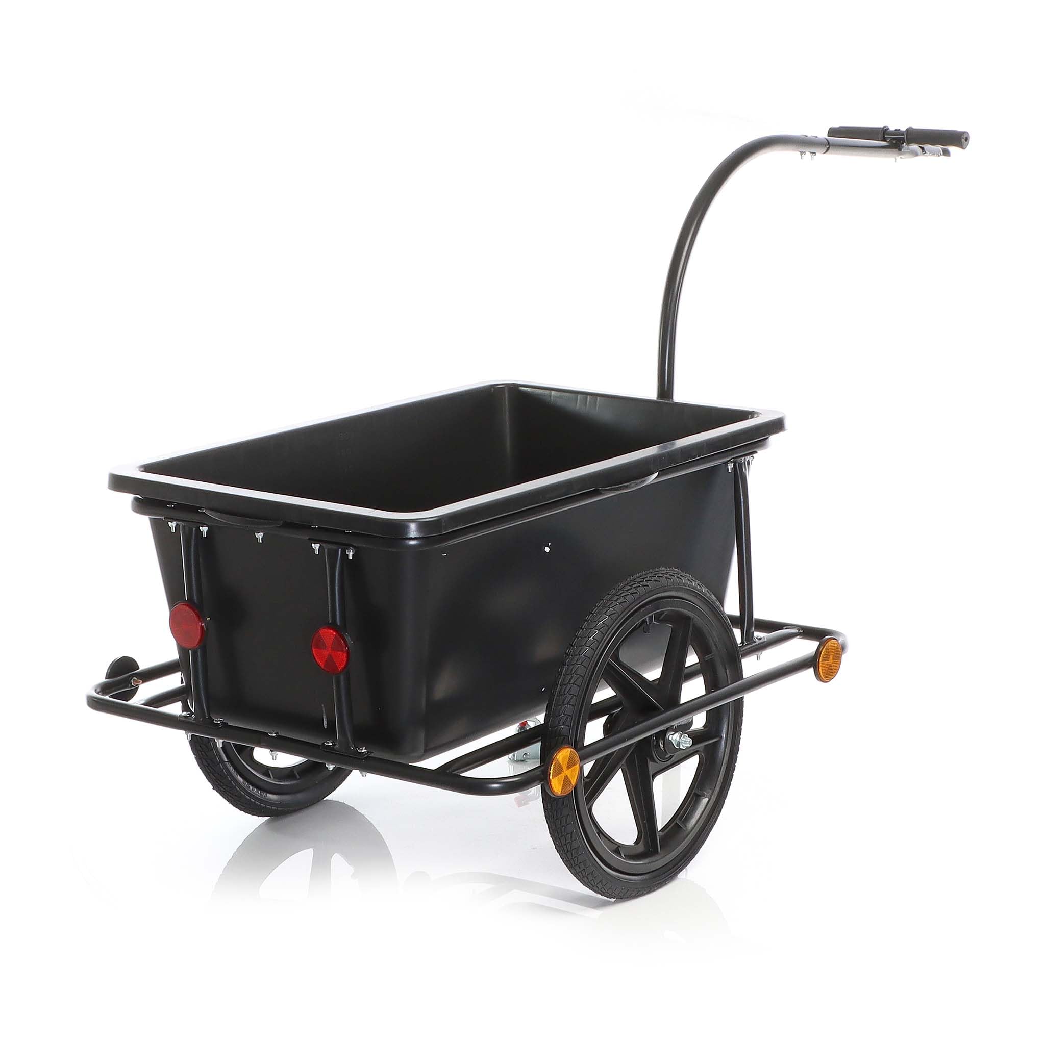 Wiltec Fahrrad Lastenanhänger 158x69x51 cm bis 80 kg, Fahrradanhänger mit 90 L Transportwanne, Kupplung und Luftreifen, Handwagen Anhänger für Fahrrad
